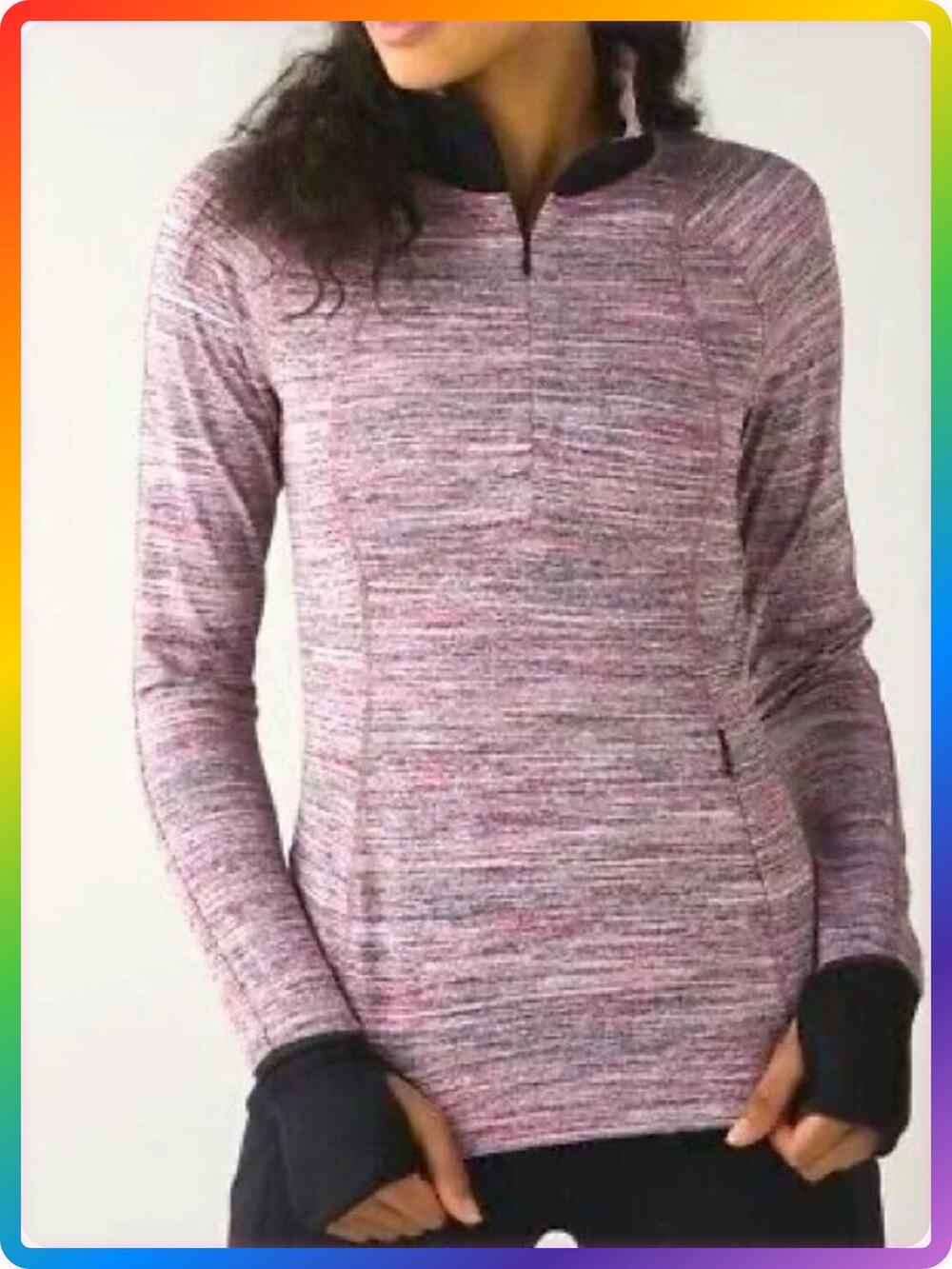 Lululemon Runderful Half Zip Pullover Size 4 Space Dye Berry Run Top Athletic